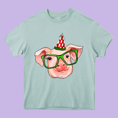 Pig Christmas Heavy Core Tee Designed By Ranaportraitstore