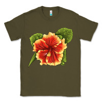 Army Green Hawaiian Hibiscus Flower Illustrations Classic Tee - LillyAllenDesigns