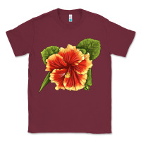Burgundy Hawaiian Hibiscus Flower Illustrations Classic Tee - LillyAllenDesigns