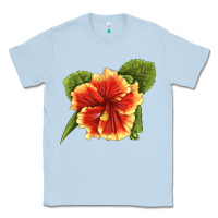 Dusty Blue Hawaiian Hibiscus Flower Illustrations Classic Tee - LillyAllenDesigns
