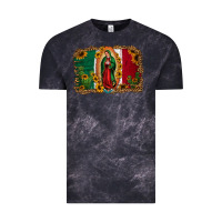 Cloud Black our lady of Guadalupe Mexican flag background Vintage Tee - Jasminsmagicworld