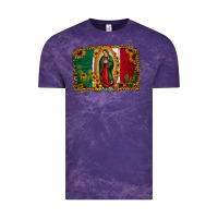 Cloud Purple our lady of Guadalupe Mexican flag background Vintage Tee - Jasminsmagicworld