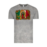 Our Lady Of Guadalupe Mexican Flag Background Vintage Tee | Teevron