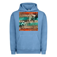 Pigment Pebble Blue Leopard Cowhide Pattern Urban Hoodie - CowCowDesign