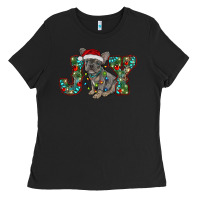 Black french bulldog christmas joy Ladies Tee - RanaPortraitStore