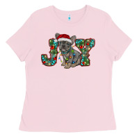 Bubblegum Pink french bulldog christmas joy Ladies Tee - RanaPortraitStore
