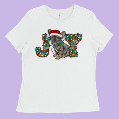 French Bulldog Christmas Joy Ladies Tee Designed By Ranaportraitstore