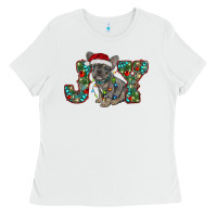 White french bulldog christmas joy Ladies Tee - RanaPortraitStore