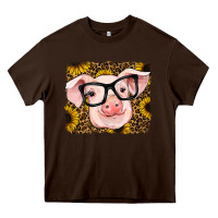 Chocolate Brown sunflowers pig Heavy Core Tee - RanaPortraitStore