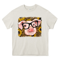 Cream sunflowers pig Heavy Core Tee - RanaPortraitStore