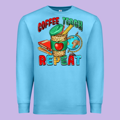 Coffee Teach Repeat Premium Sweatshirt Designed By Nancycooperartshop