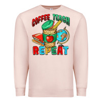 Pale Pink coffee teach repeat Premium Sweatshirt - NancyCooperArtShop