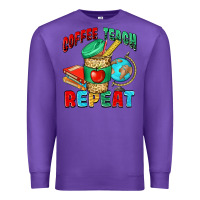 Purple coffee teach repeat Premium Sweatshirt - NancyCooperArtShop