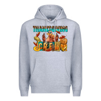 Heather Grey Thanksgiving crew Premium Hoodie - NancyCooperArtShop