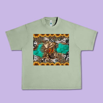 Western Boots And Sunflowers Tumbler Urban Heavy Tee Designed By Jasminsmagicworld