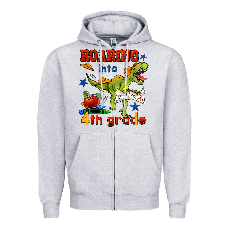 Roaring Into 4th Grade Zipper Hoodie by BundleAndBundleShop | Teevron