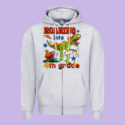 Roaring Into 4th Grade Zipper Hoodie Designed By Bundleandbundleshop