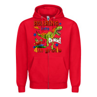 Red roaring into 4th grade Zipper Hoodie - BundleAndBundleShop