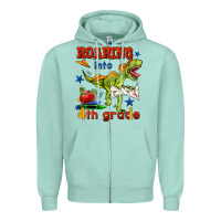 Seafoam roaring into 4th grade Zipper Hoodie - BundleAndBundleShop