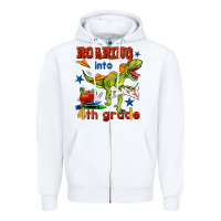 White roaring into 4th grade Zipper Hoodie - BundleAndBundleShop