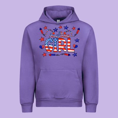 All American Girl Doodle Letters Urban Hoodie Designed By Cowcowdesign