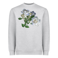 Heather Grey white dawn rose Heavyweight Sweatshirt - LillyAllenDesigns