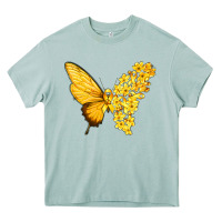 Arona flowers and childhood cancer ribbon butterfly Heavy Core Tee - texasbilliewilder