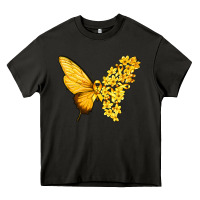 Asphalt flowers and childhood cancer ribbon butterfly Heavy Core Tee - texasbilliewilder
