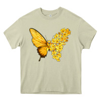 Mossy flowers and childhood cancer ribbon butterfly Heavy Core Tee - texasbilliewilder
