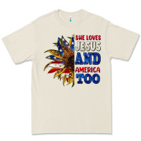 Bone She loves Jesus and America too 4th of july Premium Tee - CowGirlArtShop