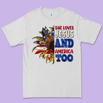 She Loves Jesus And America Too 4th Of July Premium Tee Designed By Cowgirlartshop
