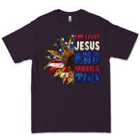 Plum She loves Jesus and America too 4th of july Premium Tee - CowGirlArtShop