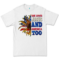 White She loves Jesus and America too 4th of july Premium Tee - CowGirlArtShop