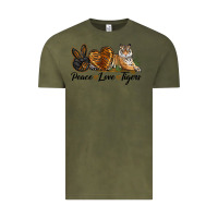 Vintage Olive Peace Love Tigers Vintage Tee - LillyAllenDesigns