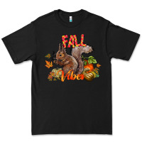 Black Fall Vibes Squirrel Premium Tee - CowhideDigitalArt