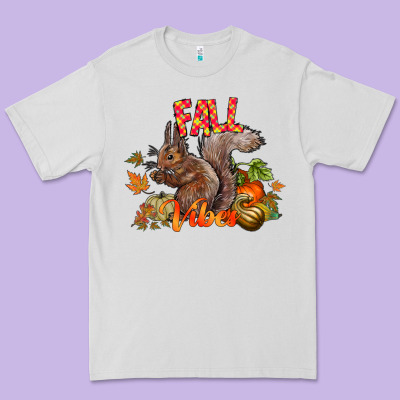 Fall Vibes Squirrel Premium Tee Designed By Cowhidedigitalart