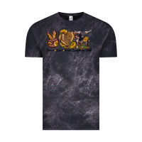 Cloud Black Peace Love Texas Longhorn Bull Vintage Tee - LillyAllenDesigns