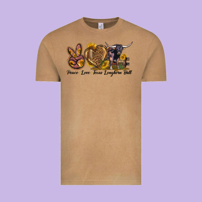 Peace Love Texas Longhorn Bull Vintage Tee Designed By Lillyallendesigns