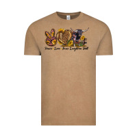 Vintage Coffee Peace Love Texas Longhorn Bull Vintage Tee - LillyAllenDesigns