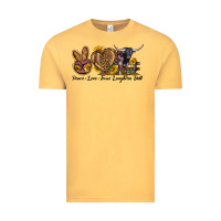 Vintage Mustard Peace Love Texas Longhorn Bull Vintage Tee - LillyAllenDesigns