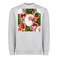 Heather Grey Christmas Santa Claus and gift box Heavyweight Sweatshirt - NancyCooperArtShop