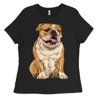Black english bulldog Ladies Tee - RanaPortraitStore