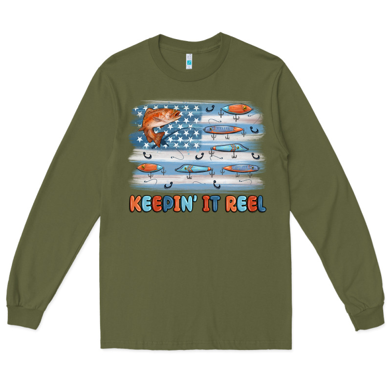 Fishing Lure Flag Keepin' It Reel Long Sleeve Tee by MaliasSmallBusiness | Teevron