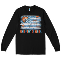 Black fishing lure flag keepin' it reel Long Sleeve Tee - MaliasSmallBusiness