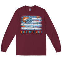 Burgundy fishing lure flag keepin' it reel Long Sleeve Tee - MaliasSmallBusiness