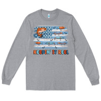 Heather Grey fishing lure flag keepin' it reel Long Sleeve Tee - MaliasSmallBusiness