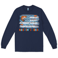 Navy fishing lure flag keepin' it reel Long Sleeve Tee - MaliasSmallBusiness