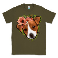Army Green jack russel floral Classic Tee - Jasminsmagicworld