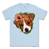 Dusty Blue jack russel floral Classic Tee - Jasminsmagicworld
