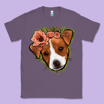 Jack Russel Floral Classic Tee Designed By Jasminsmagicworld